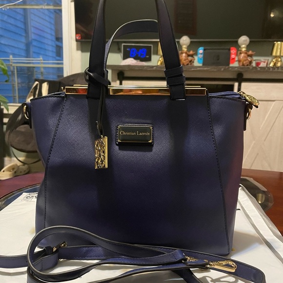 Christian Lacroix Blue Tote Bag Elegant Design - Picture 3 of 4